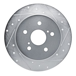 Toyota C-HR Brake Rotor (1) - Rear Right - R1 Concepts - Drilled & Slotted - Silver - `18-`22